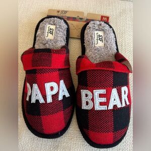 Dearfoams Men's Papa Bear Plaid Dad Scuff Slipper NWT